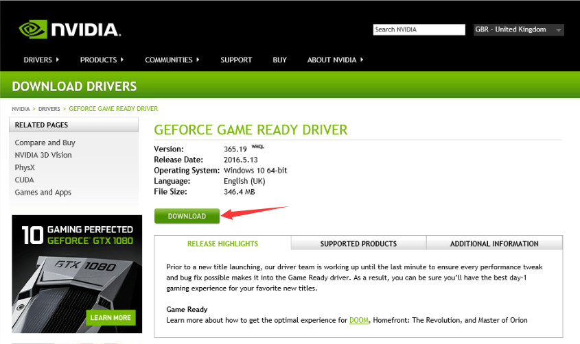 download latest nvidia driver windows 10